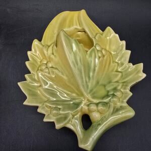 McCoy Pottery Yellow Leaf Berry Wall Pocket Vintage USA Ceramic
